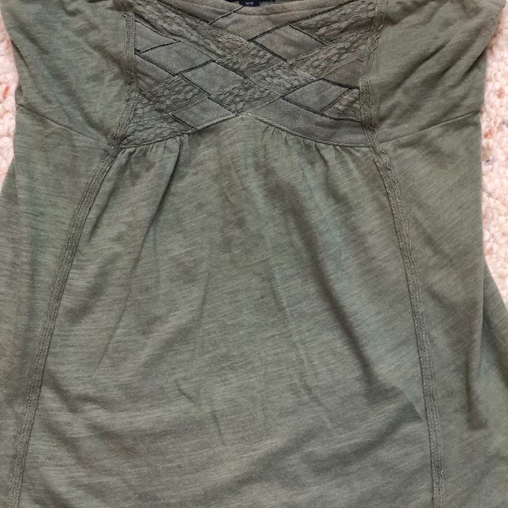Strapless American Eagle olive top